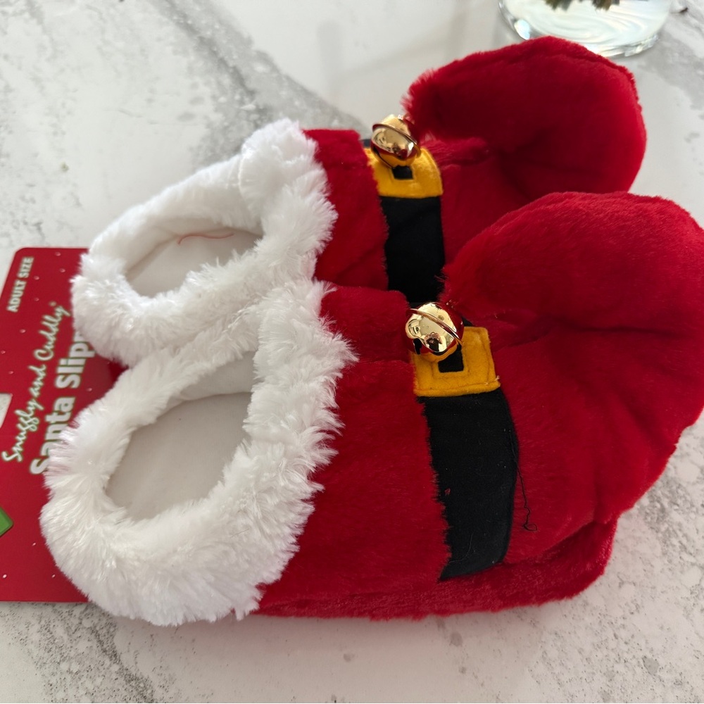Santa Slippers for Adults - Red and White